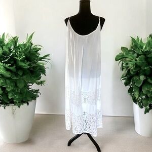 Elegant White Lace Cotton Dress Women’s Size 16 NWOT Slip-On Balletcore